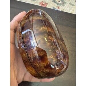Trinket Box Ombre Plastic Vintage Swirled brown color by Zitomer made in France
